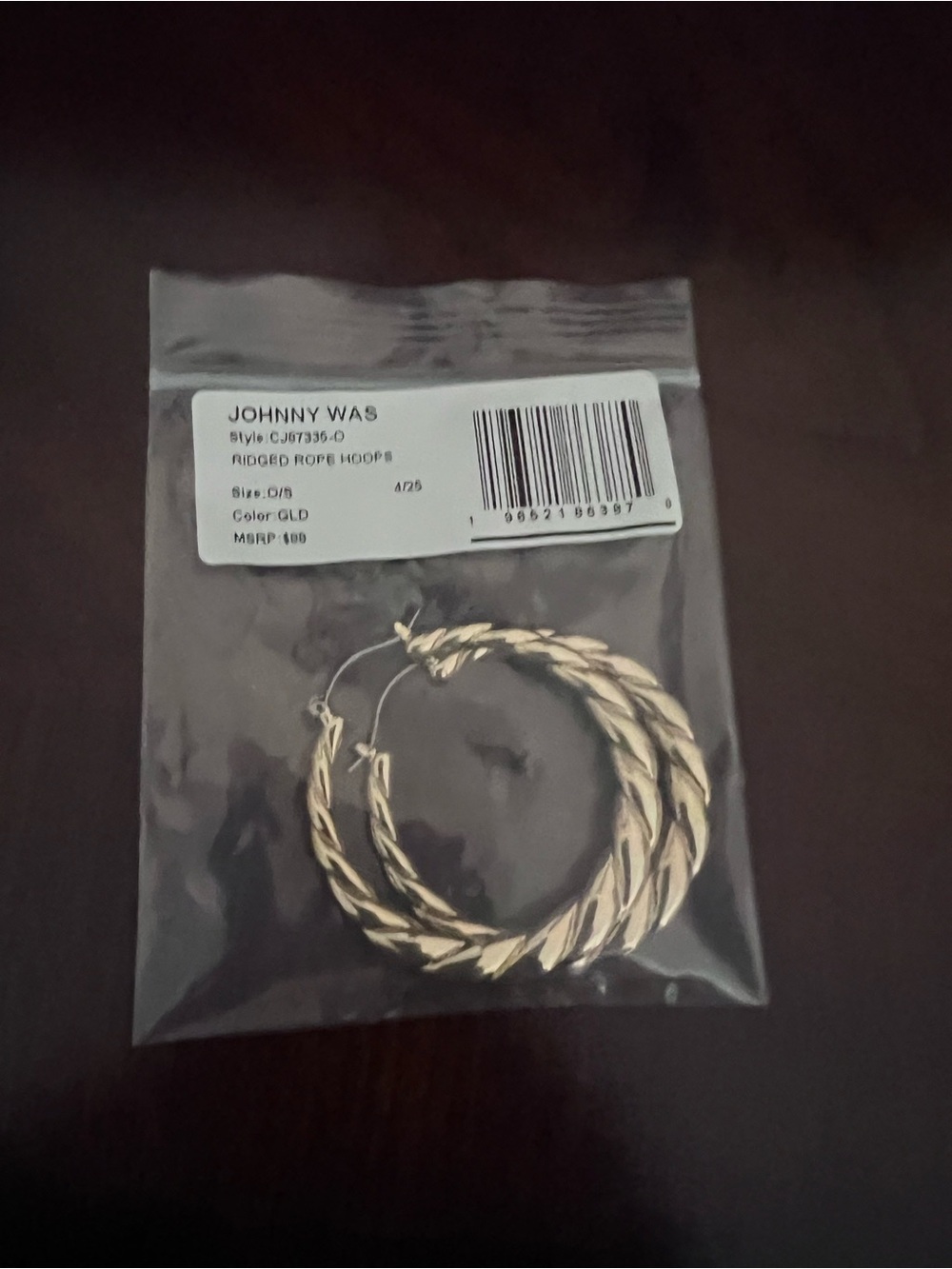 Johnny Was Ridged Rope Hoop Earrings - Picture 3 of 6